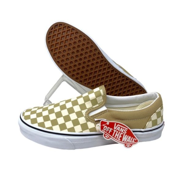 VANS Classic Slip On Shoes Check Taupe Men’s Canvas Size Sneakers VN0A5AO8YUU - Picture 5 of 10